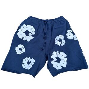 Denim Tears Navy Blue Floral Athletic Shorts New